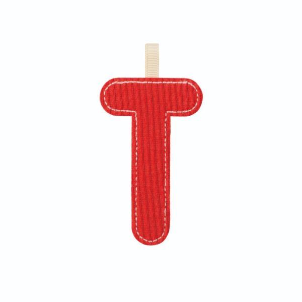 Lettre en tissu phosphorescente rouge T