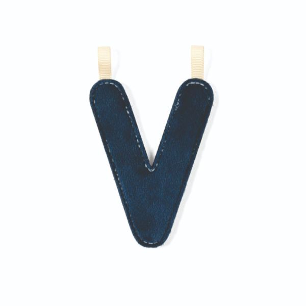 Lettre en tissu phosphorescente bleue V