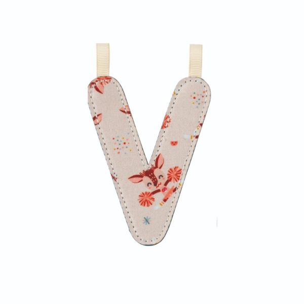 Lettre en tissu phosphorescente bleue V