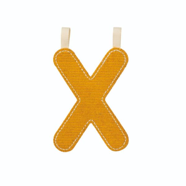 Lettre en tissu phosphorescente jaune X