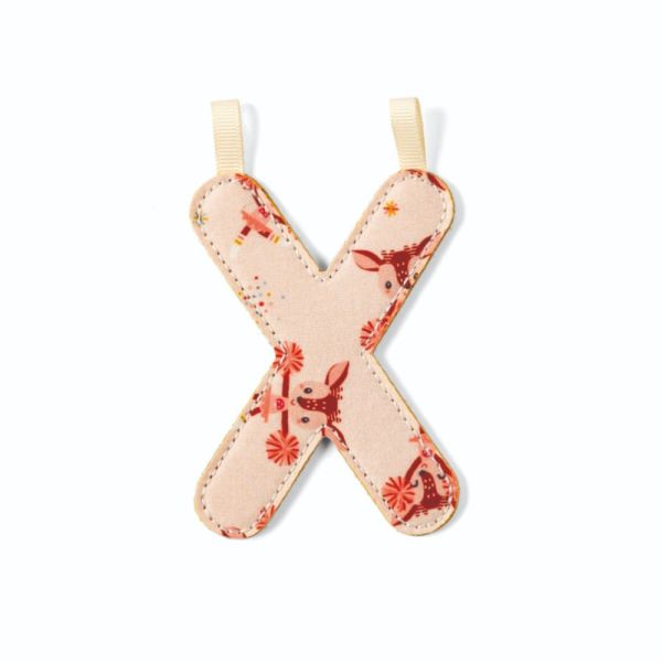 Lettre en tissu phosphorescente jaune X