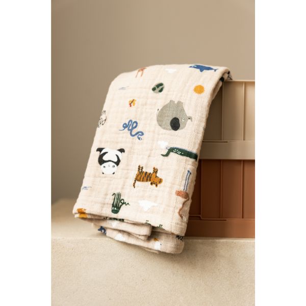 Lot de 2 langes Lewis 65 x 65 cm Around the world Sandy