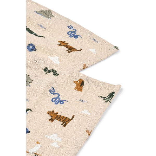 Lot de 2 langes Lewis 65 x 65 cm Around the world Sandy
