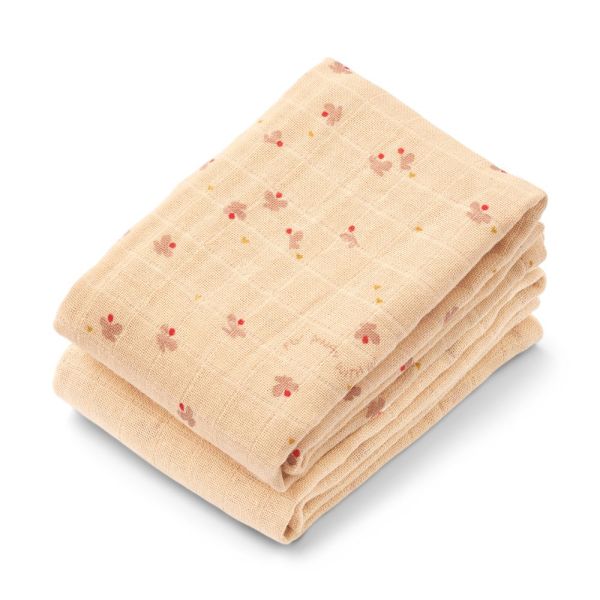 Lot de 2 langes mousseline bébé coton bio Lewis Mini butterfly Apple blossom mix