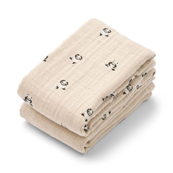 Lot de 2 langes Lewis 65 x 65 cm Mini panda Sandy Mix