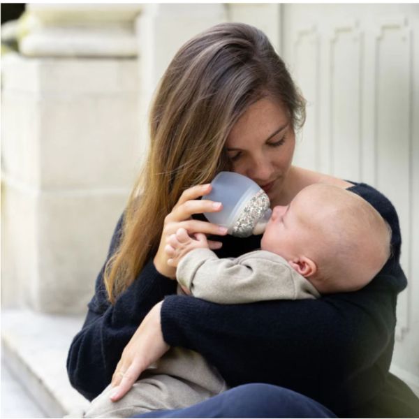 Biberon anti-colique 330 ml en silicone médical, Liberty Honey Dew Rose 3m+