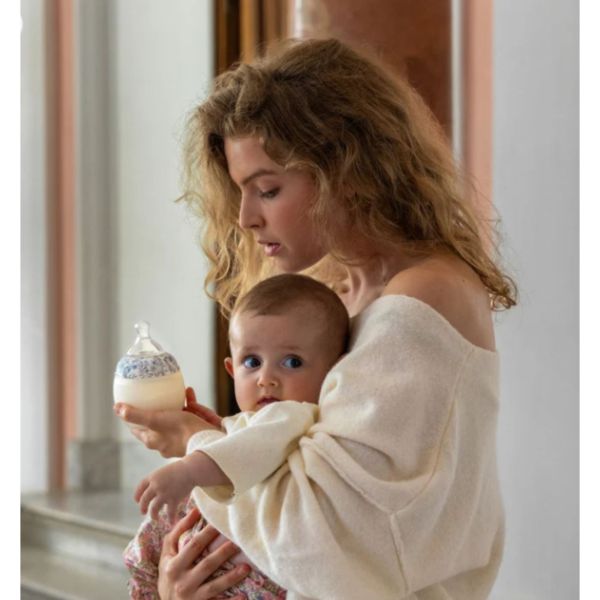 Biberon anti-colique 330 ml en silicone médical, Liberty Mimosa Bleu 3m+