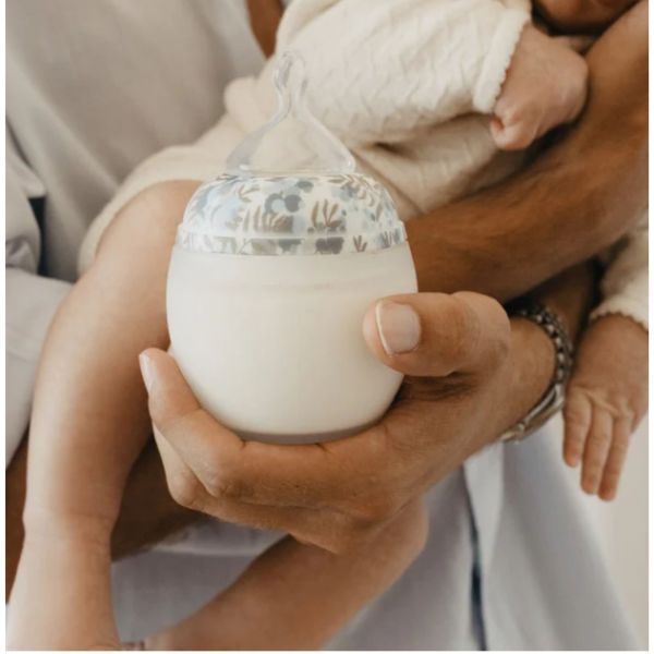 Biberon anti-colique 330 ml en silicone médical, Liberty Mimosa Bleu 3m+