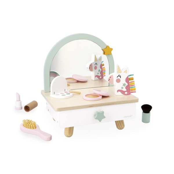 Coiffeuse de table en bois pour enfant Licorne