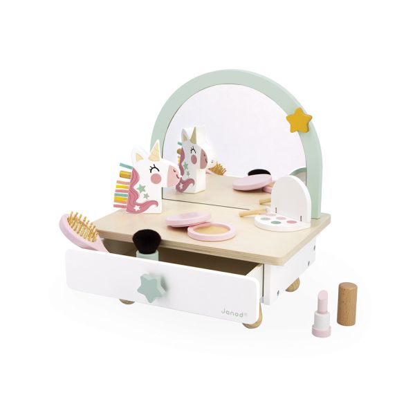 Coiffeuse de table en bois pour enfant Licorne