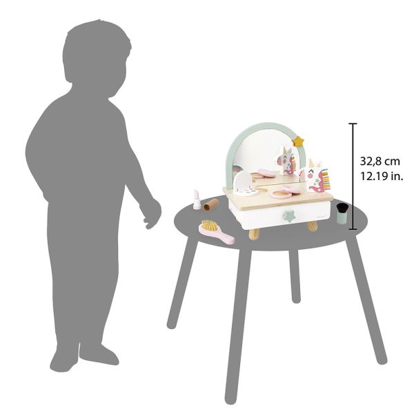 Coiffeuse de table en bois pour enfant Licorne