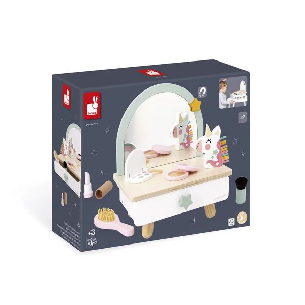 Coiffeuse de table en bois pour enfant Licorne