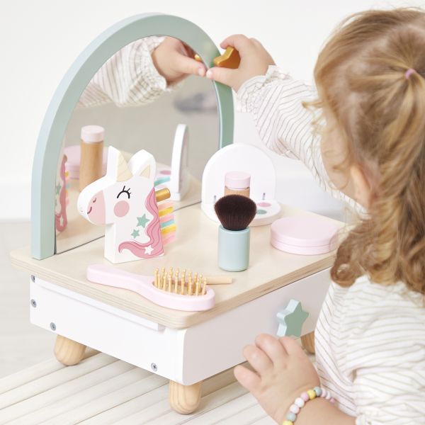Coiffeuse de table en bois pour enfant Licorne
