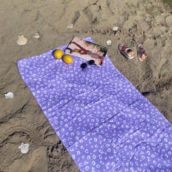 Serviette de plage coton 135 x 65 cm - Léopard Lila