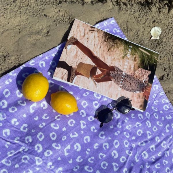 Serviette de plage coton 135 x 65 cm - Léopard Lila