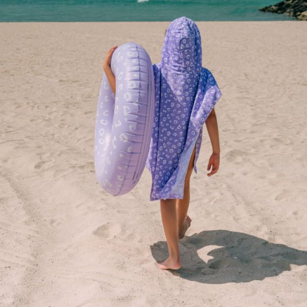 Poncho de plage léopard lila 65x65 cm