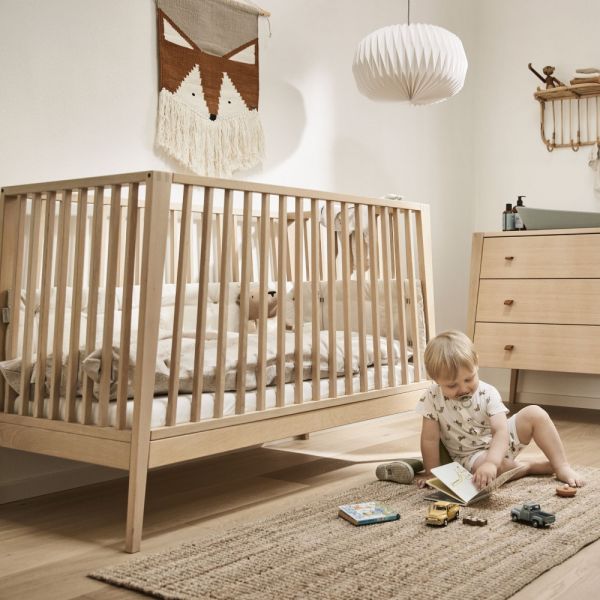 Chambre bébé duo Linea lit évolutif + commode Chêne