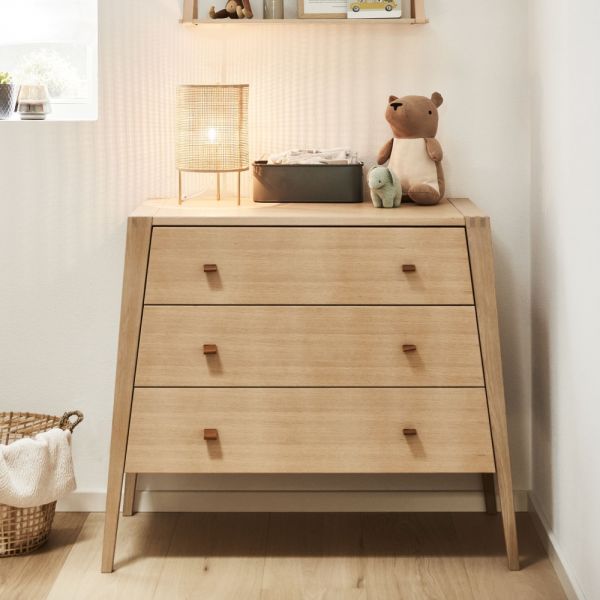 Chambre bébé duo Linea lit évolutif + commode Chêne