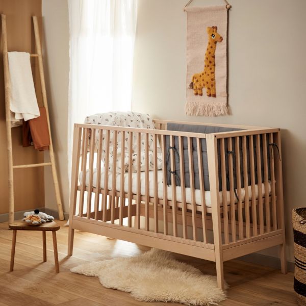 Chambre bébé duo Linea lit évolutif + commode Hêtre