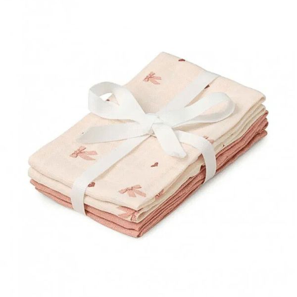 Lots de 4 lingettes de Toilette en Mousseline - Bows