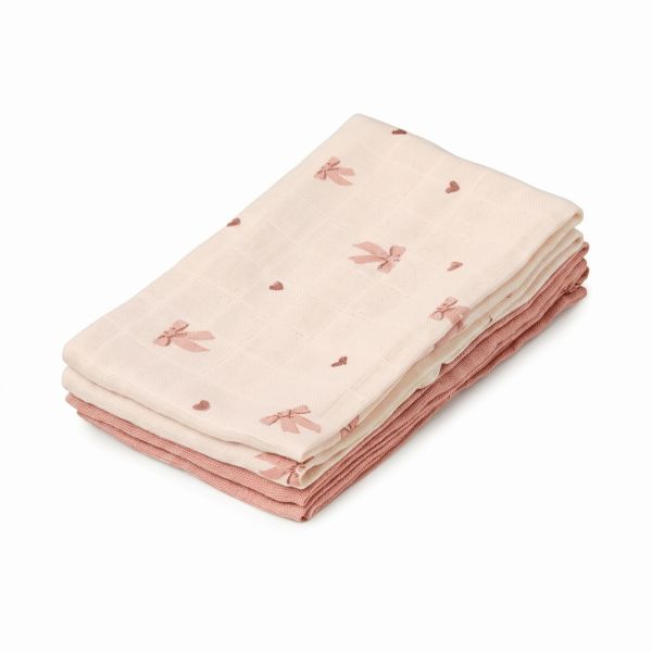 Lots de 4 lingettes de Toilette en Mousseline - Bows
