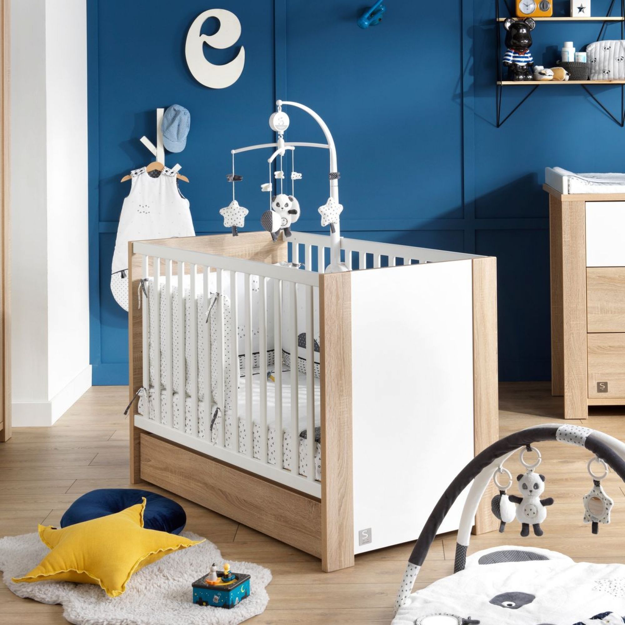 Commode bébé 3 tiroirs avec plateau à langer blanc perle - Ciel