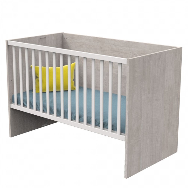 Lit évolutif bébé combiné 70x140 cm en 140x190 cm Nova Gris loft