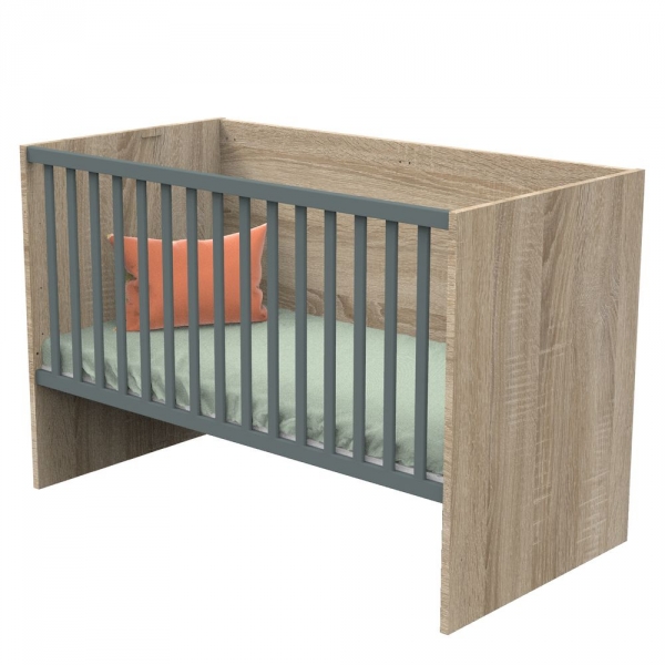 Lit évolutif bébé combiné 70x140 cm en 140x190 cm Nova Gris volcan