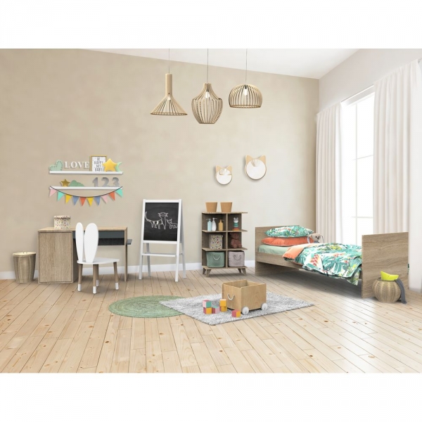 Lit évolutif bébé combiné 70x140 cm en 140x190 cm Nova Gris volcan