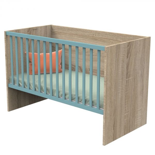 Lit évolutif bébé combiné 70x140 cm en 140x200 cm Nova Argile douce