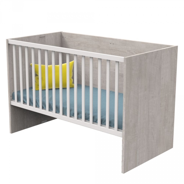 Lit évolutif bébé combiné 70x140 cm en 140x200 cm Nova Gris loft