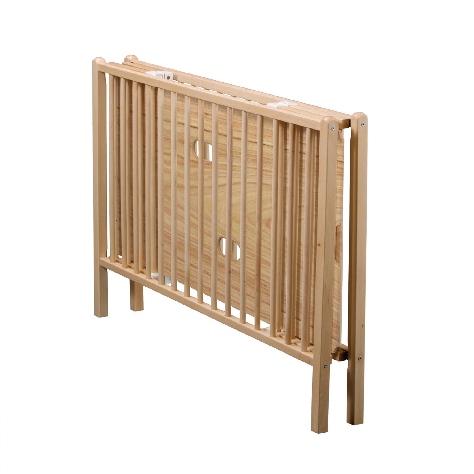 Lit de bébé pliant compact en bois Travel Sleeper® avec matelas en mousse  de 2 et roulettes surdimensionnées, naturel 