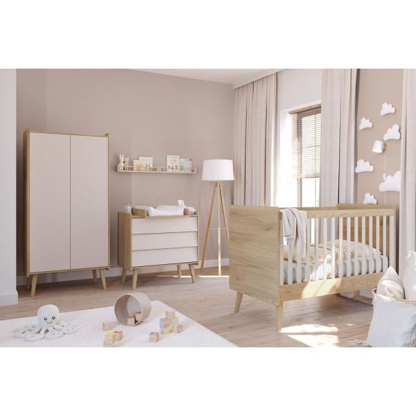 Lit bébé 60 x 120 cm Vintage Fresh chêne/sable beige