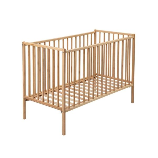 Lit bébé en bois à barreaux 60 x 120 cm Alex Vernis naturel