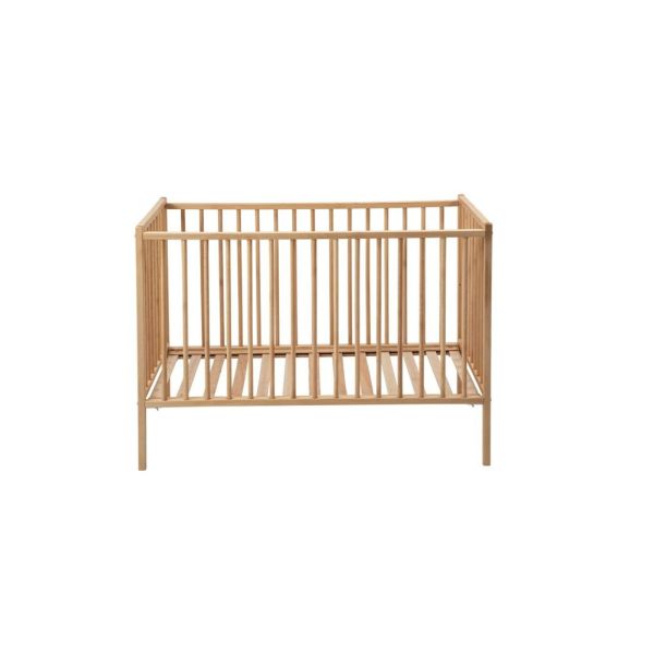 Lit bébé en bois à barreaux 60 x 120 cm Alex Vernis naturel