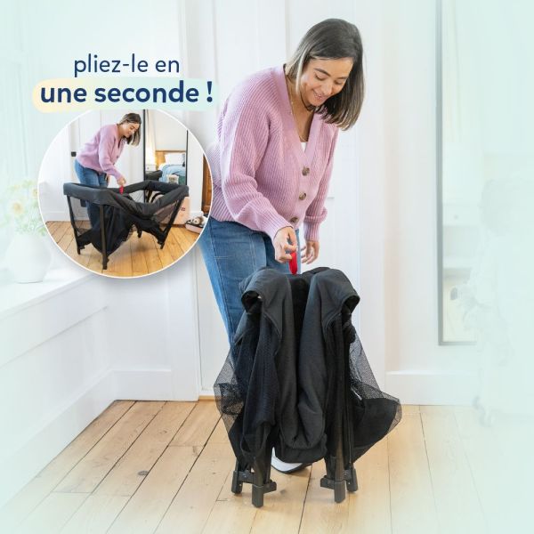 Lit de voyage parapluie Amigo Shale noir