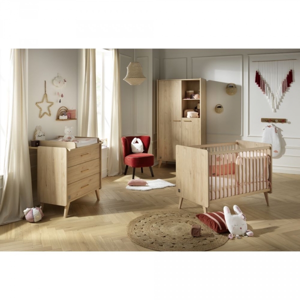 Chambre Trio Lit 60x120 cm + Armoire + Commode Arty