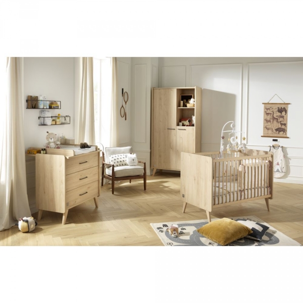 Chambre Trio Lit 60x120 cm + Armoire + Commode Arty