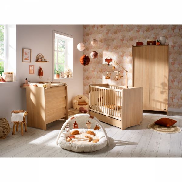Chambre bébé trio lit 60x120cm + commode + armoire Cannelle