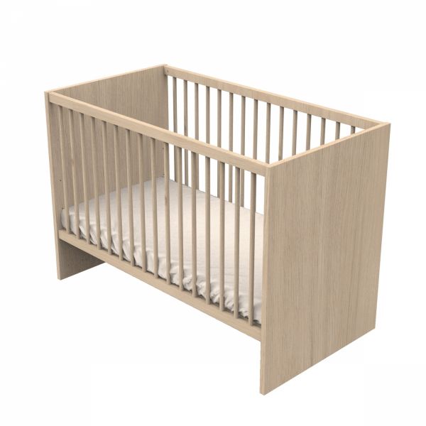 Chambre bébé duo lit 60x120cm (non transformable) + commode blanche Tokyo + Plan à langer offert