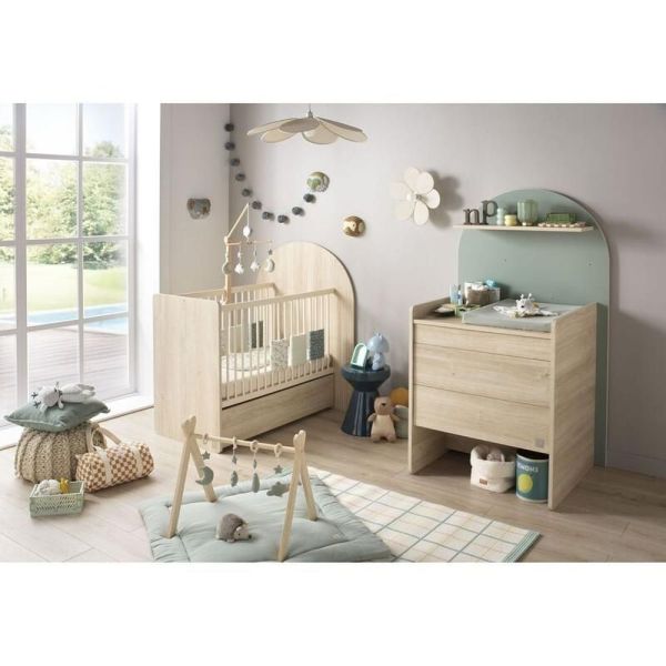 Lit bébé évolutif 60x120 cm en 90x190 cm Arche Chêne