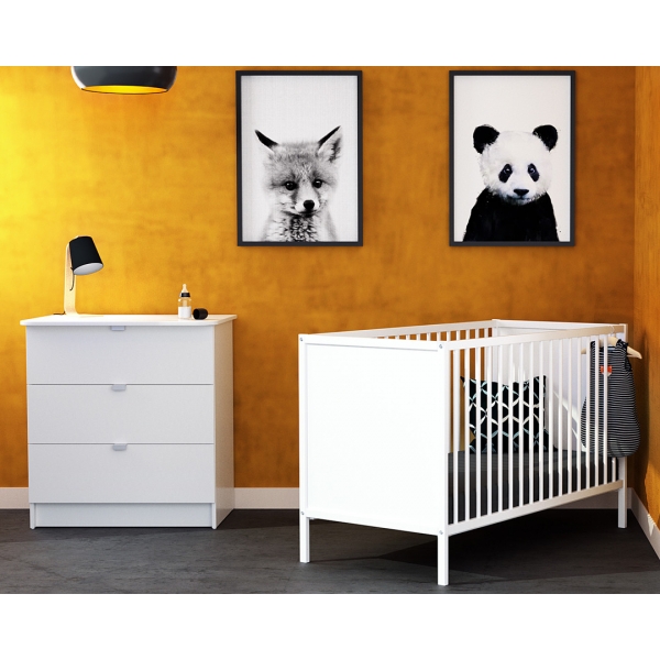 Chambre duo Webaby lit 60 x 120 cm + commode à langer blanc