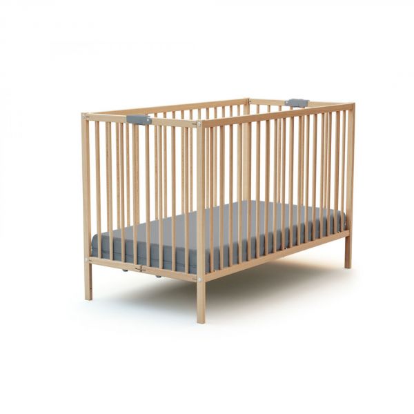 Lit bébé pliant Webaby 60x120 cm hêtre verni