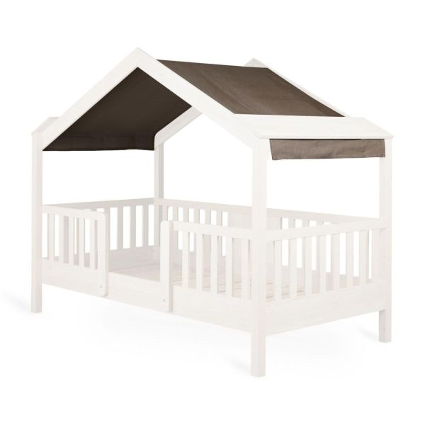 Toit pour lit banane enfant 90 x 200 cm en tissu Chalet chocolat