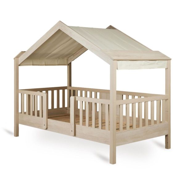 Toit pour lit banane enfant 90 x 200 cm en tissu Chalet butter
