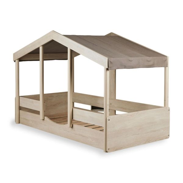 Toit pour lit banane enfant 90 x 200 cm en tissu Chocolat cottage