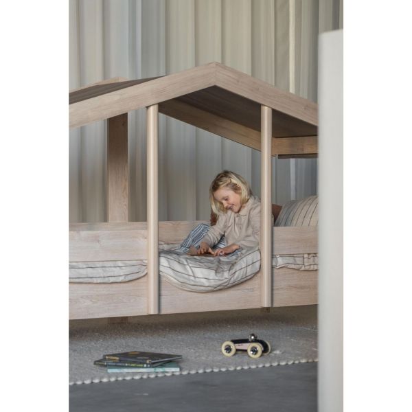 Toit pour lit banane enfant 90 x 200 cm en tissu Chocolat cottage