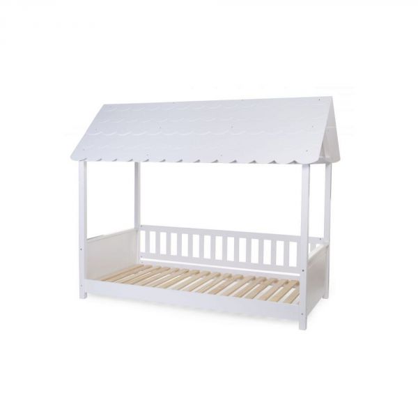 Lit cabane enfant avec toit 90 x 200 cm blanc