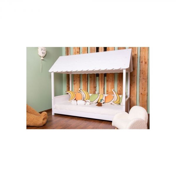 Lit cabane enfant avec toit 90 x 200 cm blanc