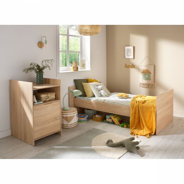 Lit chambre combiné évolutif avec commode 1 porte Azur